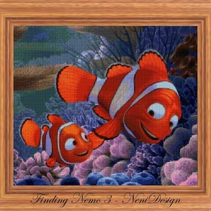 Finding Nemo 3 Cross stitch pattern Nemo cross stitch DIY Nemo Finding Nemo Kids room decoration Tale hero cross stitch Modern kids room