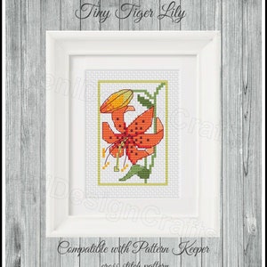 Tiny Tiger Lily Cross stitch pattern Flower cross stitch Flower decor Easy pattern Home decor Wall decor Wildflower cross stitch Lily decor