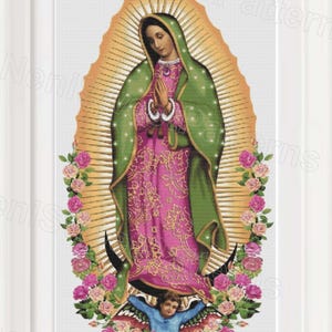 Virgen Madre Patrón de punto de cruz Nuestra Señora Icono mexicano Decoración del hogar Regalo religioso Guardián de patrones