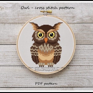 Owl Cross stitch pattern Owl pattern Animal cross stitch Cute owl cross stitch Home decoration Woodland animal cross stitch Forest animal