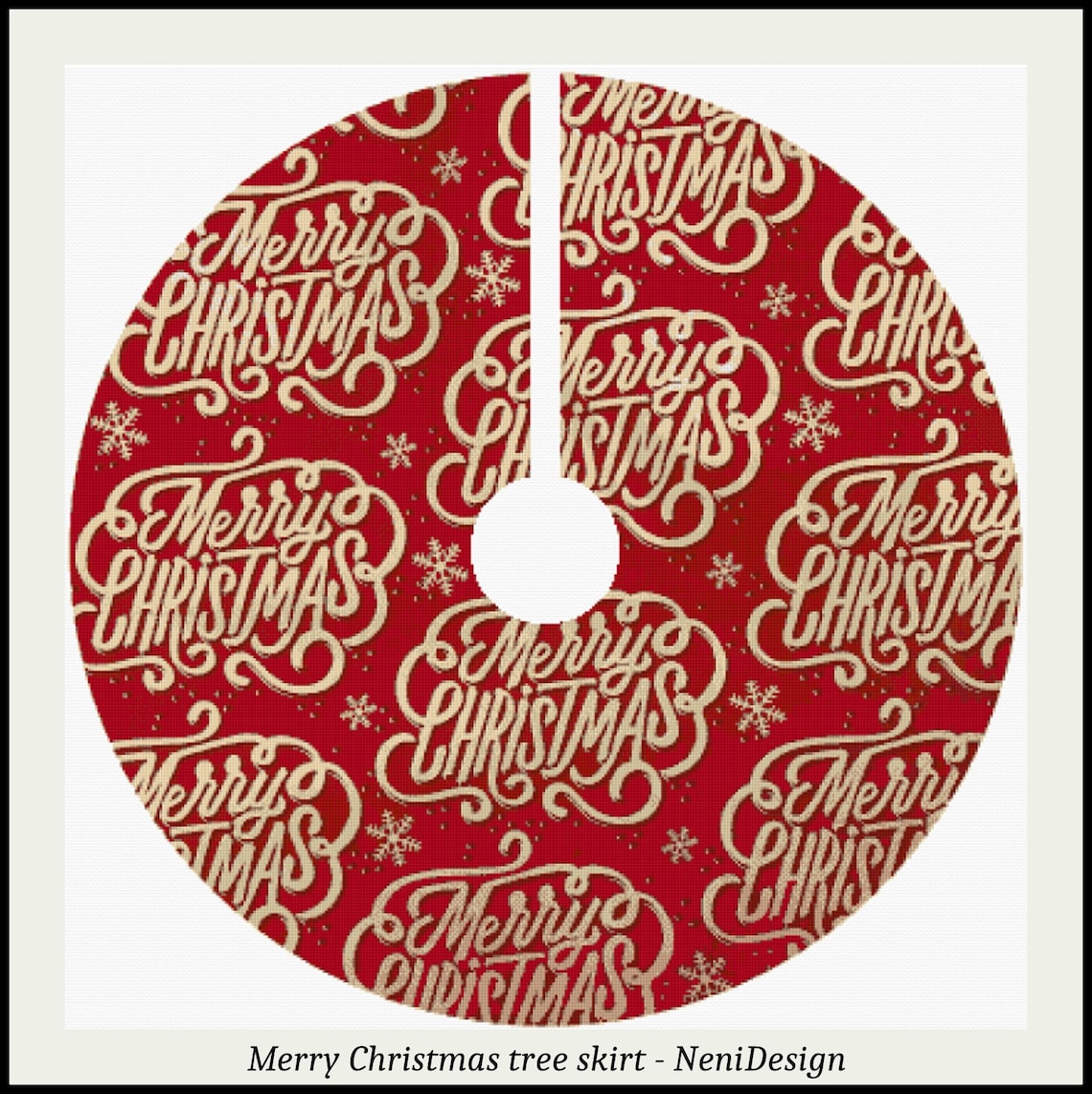 Merry Christmas Tree Skirt Cross Stitch Pattern Christmas Etsy