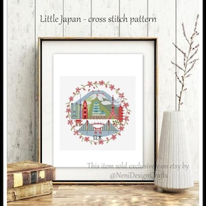 Little Japan Cross stitch pattern City pattern Japan pattern DIY City pattern Japan cross stitch Room decoration City decoration Cute Japan