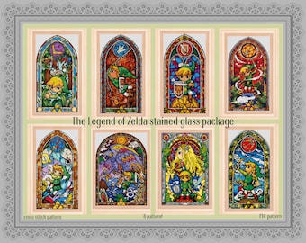 Zelda Stained Glass Cross Stitch Pattern, DIY Decor (PDF Pattern)
