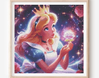 Alice Princess Cross Stitch Pattern, Fantasy Embroidery (PDF Pattern)