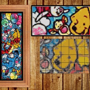 Winnie the Pooh stained glass Cross stitch pattern Stained glass cross stitch Kids room decoration DIY Winnie the Pooh pattern Tale Heroes