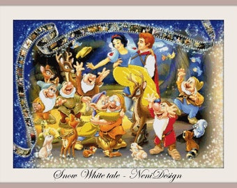 Schneewittchen Kreuzstich-Muster, Princess Tale DIY (PDF-Muster)