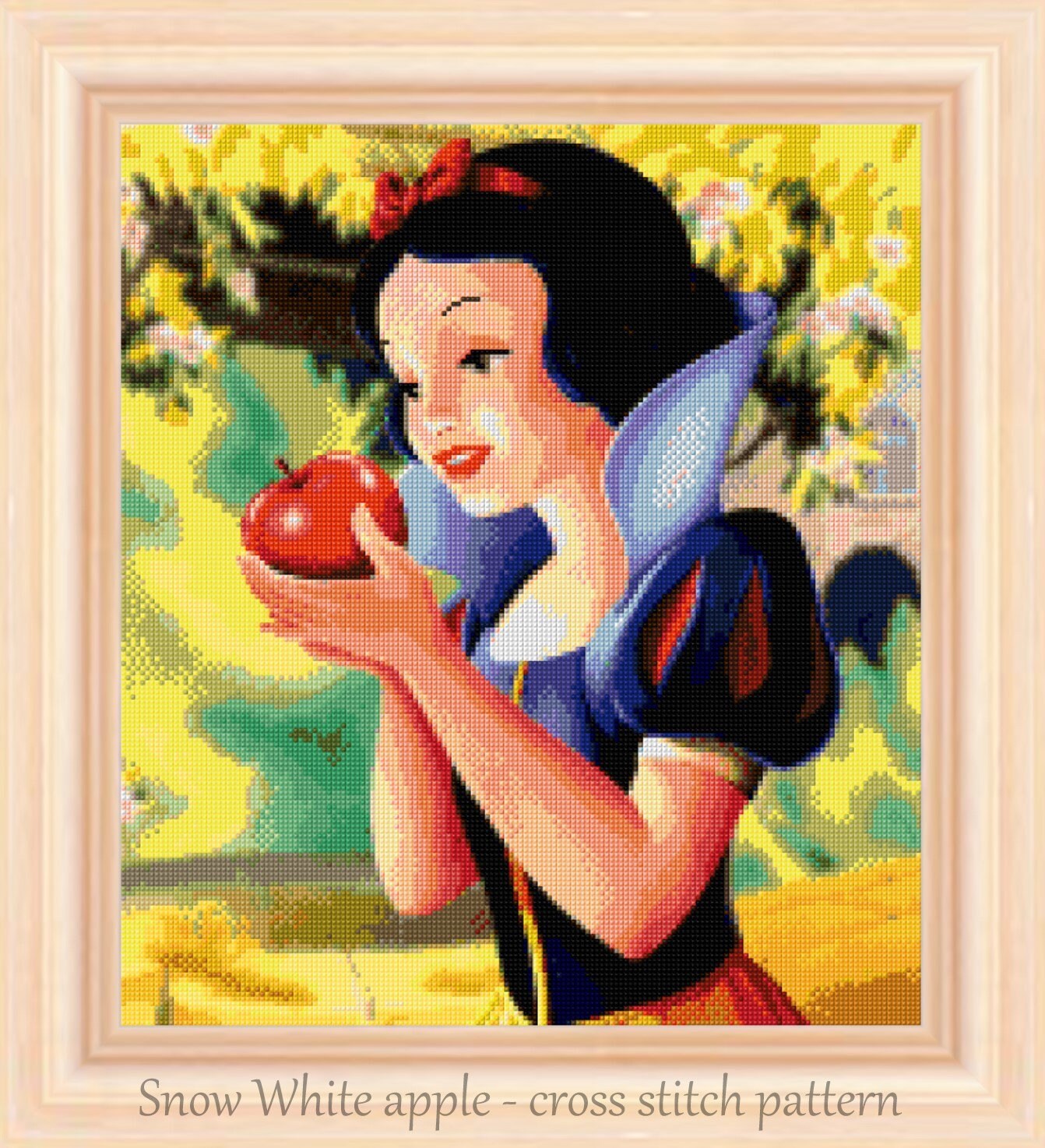 Snow White's apple Cross stitch pattern DIY Snow White cross stitch DIY princess Kids room decoration Tale heroes cross stitch DIY kid room