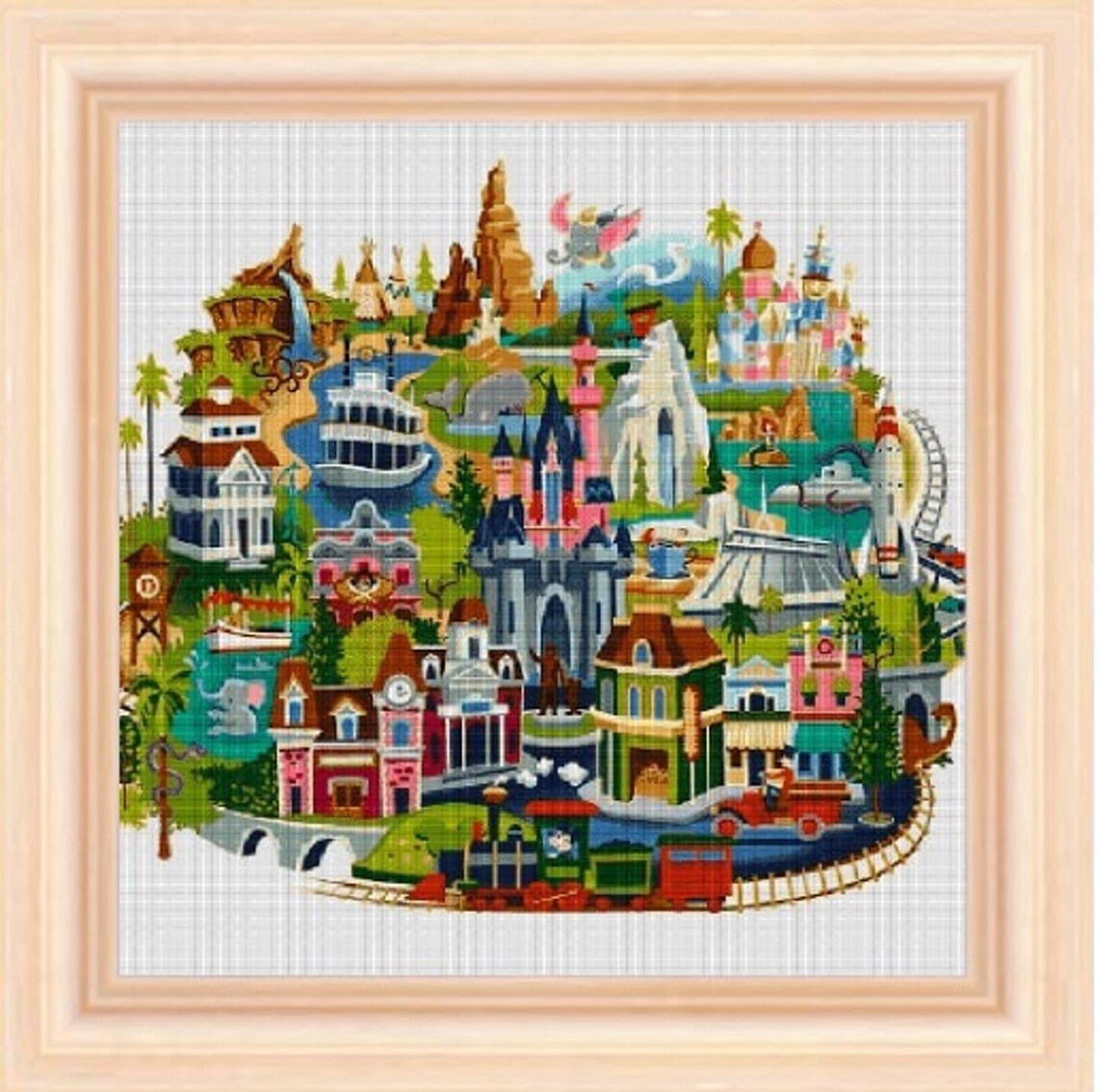 Disneyland Map cross stitch pattern cross stitch disney Etsy