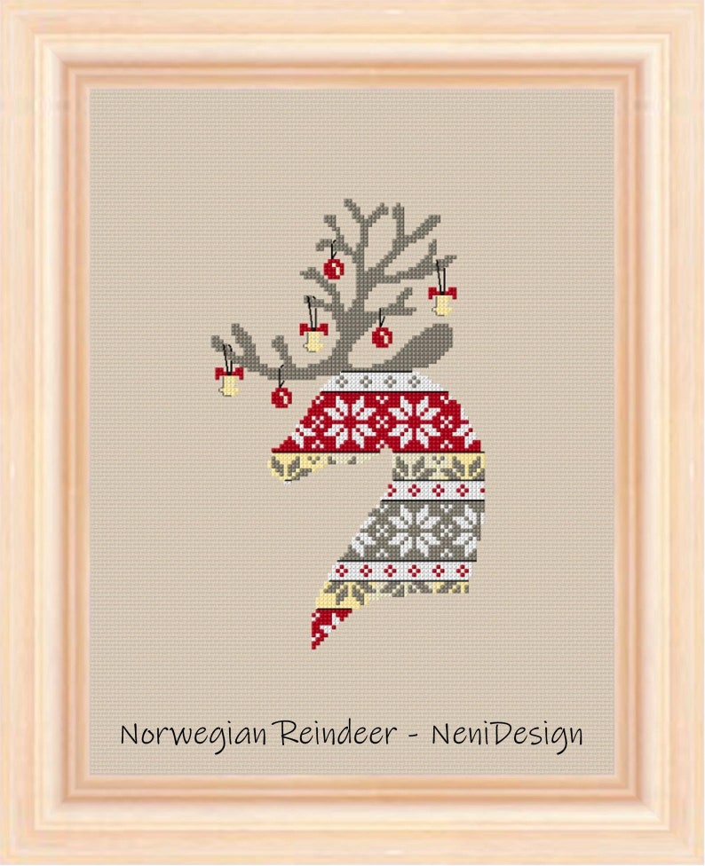 Norwegian Reindeer Cross Stitch Pattern Reindeer Cross Etsy
