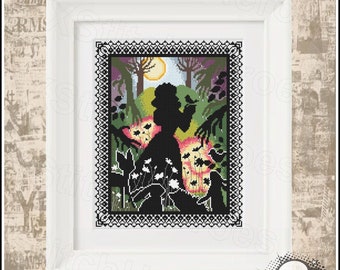 Snow White Silhouette Cross Stitch Pattern (Digital Download)