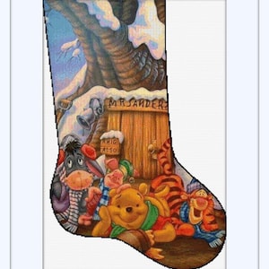 Winnie the Pooh christmas stocking 3, cross stitch pattern, christmas pattern DIY christmas Tale hero cross stitch DIY christmas stocking