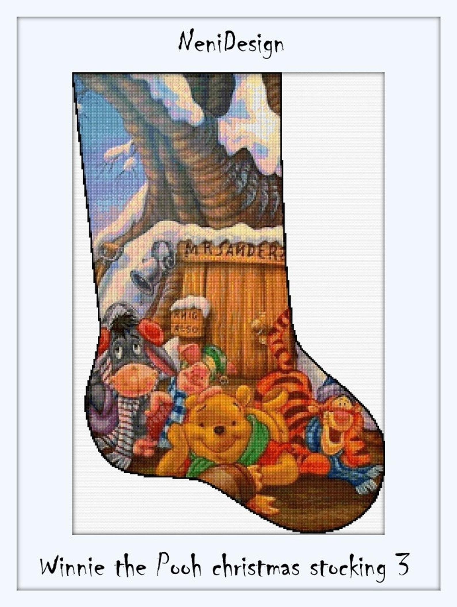 Winnie the Pooh christmas stocking 3, cross stitch pattern, christmas pattern DIY christmas Tale hero cross stitch DIY christmas stocking