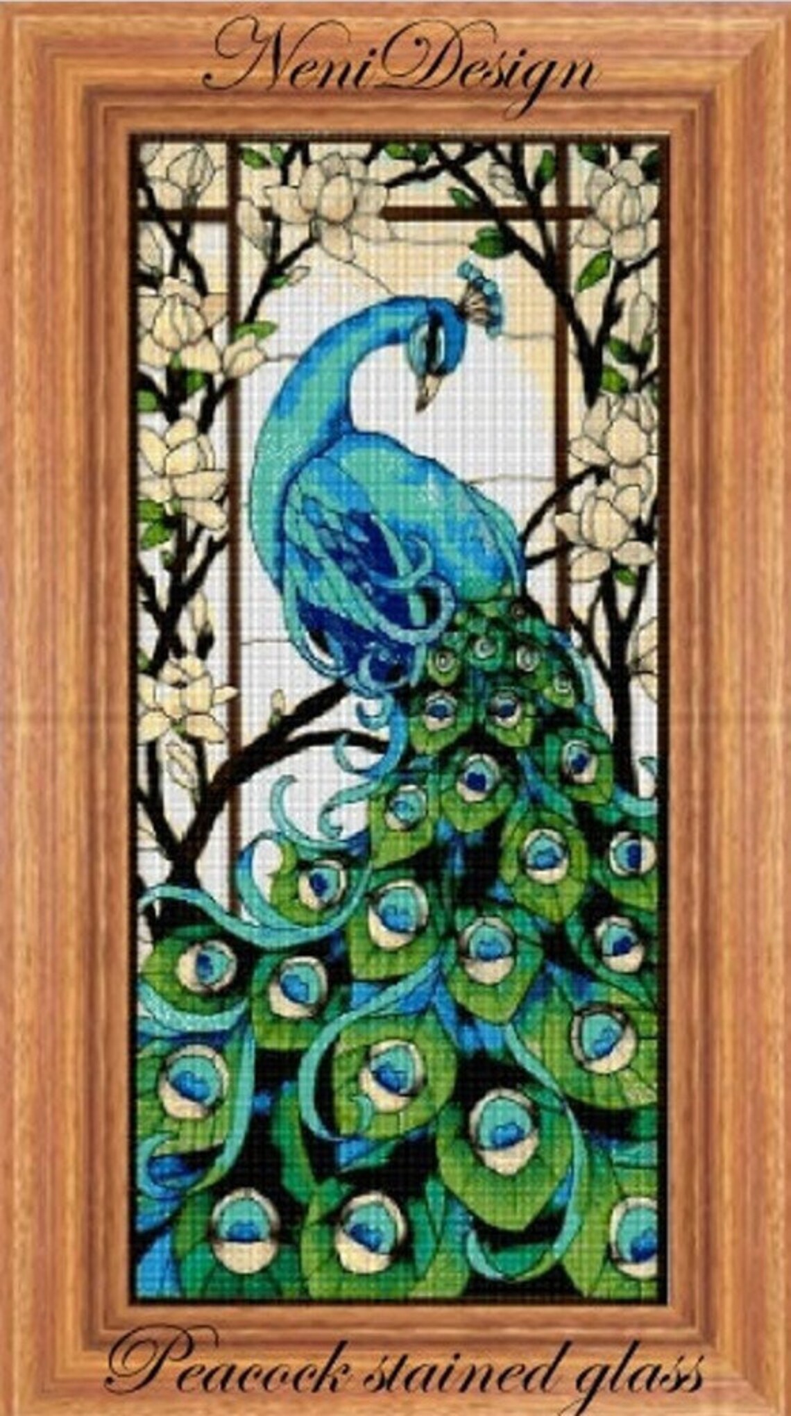Cross Stitch Pattern Peacock Stained Glass DIY Peacock Pattern Etsy