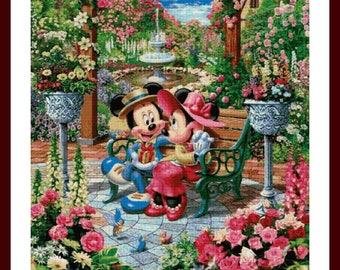 Mickey and Minnie love 4-2 Cross stitch pattern Minnie cross stitch Mickey cross stitch Love cross stitch Kids room decoration Tale heroes