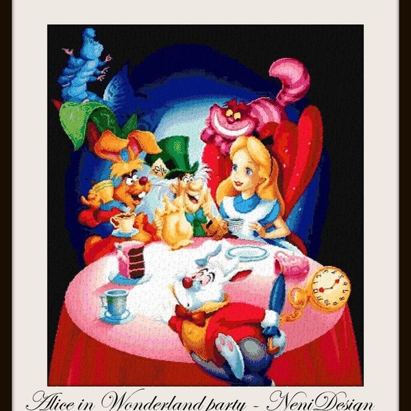 Alice in wonderland party Cross stitch pattern Alice cross stitch Kids room decoration DIY Alice DIY kids cross stitch Tale hero pattern