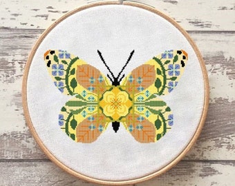 Mandala Cabbage Butterfly Cross Stitch Pattern (PDF Pattern)