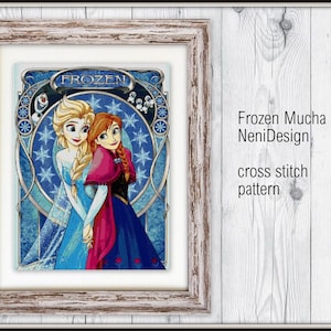 Frozen Mucha Cross stitch pattern Cross stitch Frozen Cross stitch Kids room decoration DIY cross stitch DIY frozen Tale hero cross stitch