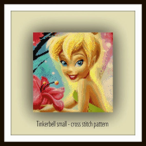 Tinkerbell Cross stitch pattern DIY Fairy cross stitch Fairy pattern Tinkerbell Fairy Kids room decoration Cute Tinkerbell cross stitch