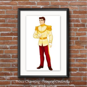 Prince Charming Cross stitch pattern Prince of Cinderella Prince pattern Prince cross stitch Kids room decoration DIY tale hero pattern