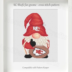 Football fan Gnome Cross stitch pattern American Football team Cute gnome pattern DIY Cute decoration Home decor Football gnome Kids room