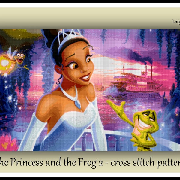 The Princess and the frog Cross stitch pattern Tiana cross stitch Princess cross stitch Tiana princess pattern Kids room decoration Princess