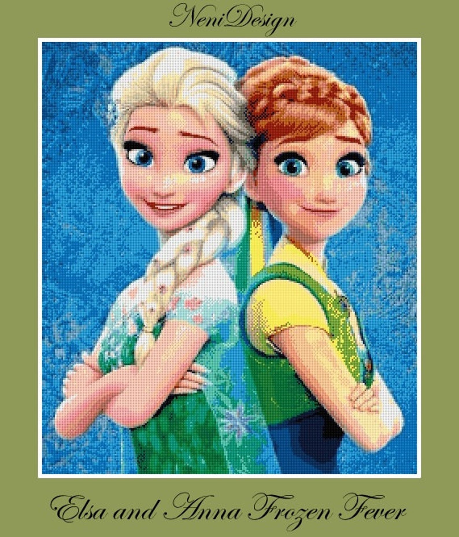 Frozen Fever Elsa and Anna Cross Stitch Pattern Frozen Cross