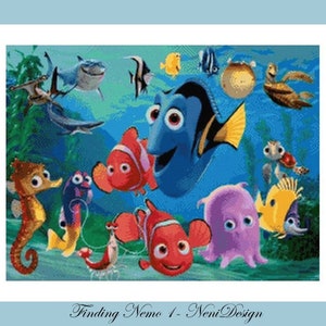 Finding Nemo 1 Cross stitch pattern Nemo cross stitch Kids room decoration Tale heroes cross stitch DIY heroes Fish cross stitch Cute fish