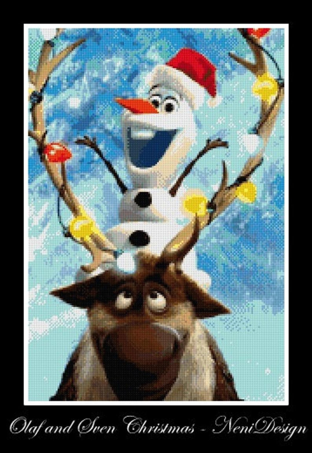オラフとスヴェンのクリスマス、クロスステッチのパターン、オラフの