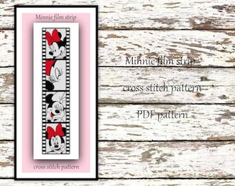 Minnie film strip, cross stitch pattern, Minnie Mouse cross stitch Kids room decoration Nursery decoration Tale figure cross stitch pattern