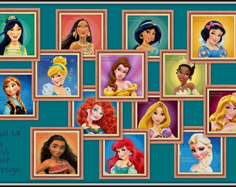 Princess Portrait Cross Stitch Pattern, Kids Room Decor (PDF Pattern)