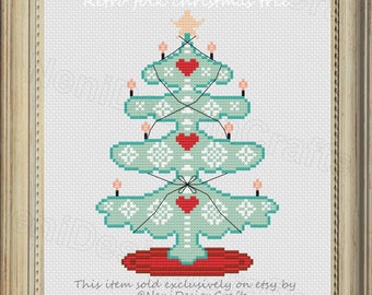 Retro Folk Christmas Tree Cross Stitch Pattern (Digital Download)