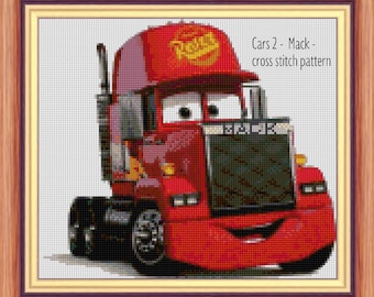 Patrón de punto de cruz de Mack de Cars 2, decoración infantil (patrón PDF)