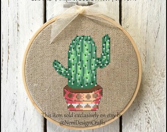 Cactus 1 mini pattern Cross stitch pattern Cactus pattern Cactus cross stitch Plant pattern Plant cross stitch Home decor DIY Flower pattern