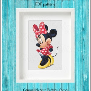 Schema punto croce Minnie Mouse Schema punto croce Eroi delle favole Schema punto croce Eroi Decorazione cameretta bambini Punto croce Minnie Fai da te Decorazione casa Decorazione parete
