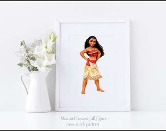 Moana Princess full figure Cross stitch pattern Kids room decoration Tale figure cross stitch DIY princess Moana cross stitch DIY pattern