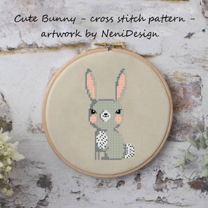 Cute Bunny, cross stitch pattern, cross stitch bunny, bunny pattern, embroidery cross stitch, cross stitch animal, woodland animal pattern