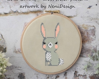 Cute Bunny, cross stitch pattern, cross stitch bunny, bunny pattern, embroidery cross stitch, cross stitch animal, woodland animal pattern