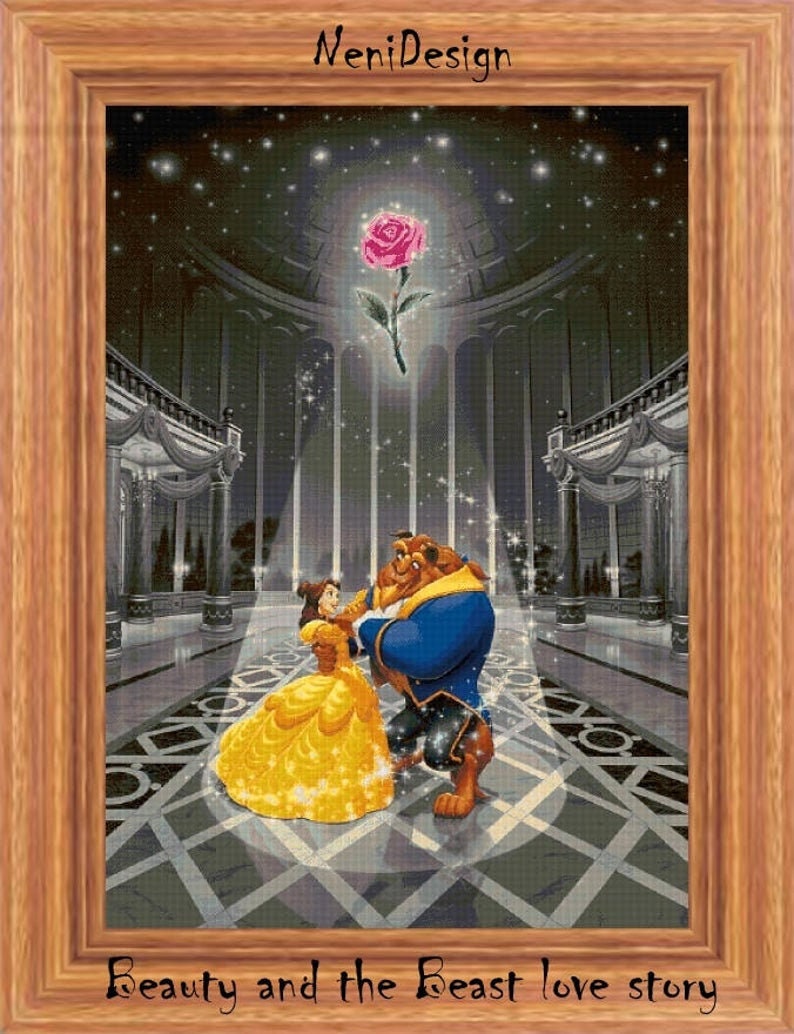 Beauty and the Beast Love Story Cross Stitch Pattern DIY Belle Cross ...