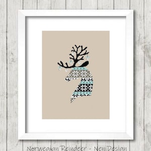 Norwegian reindeer 2 cross stitch pattern Reindeer cross stitch Christmas cross stitch Holiday pattern Reindeer cross stitch Norwegian style