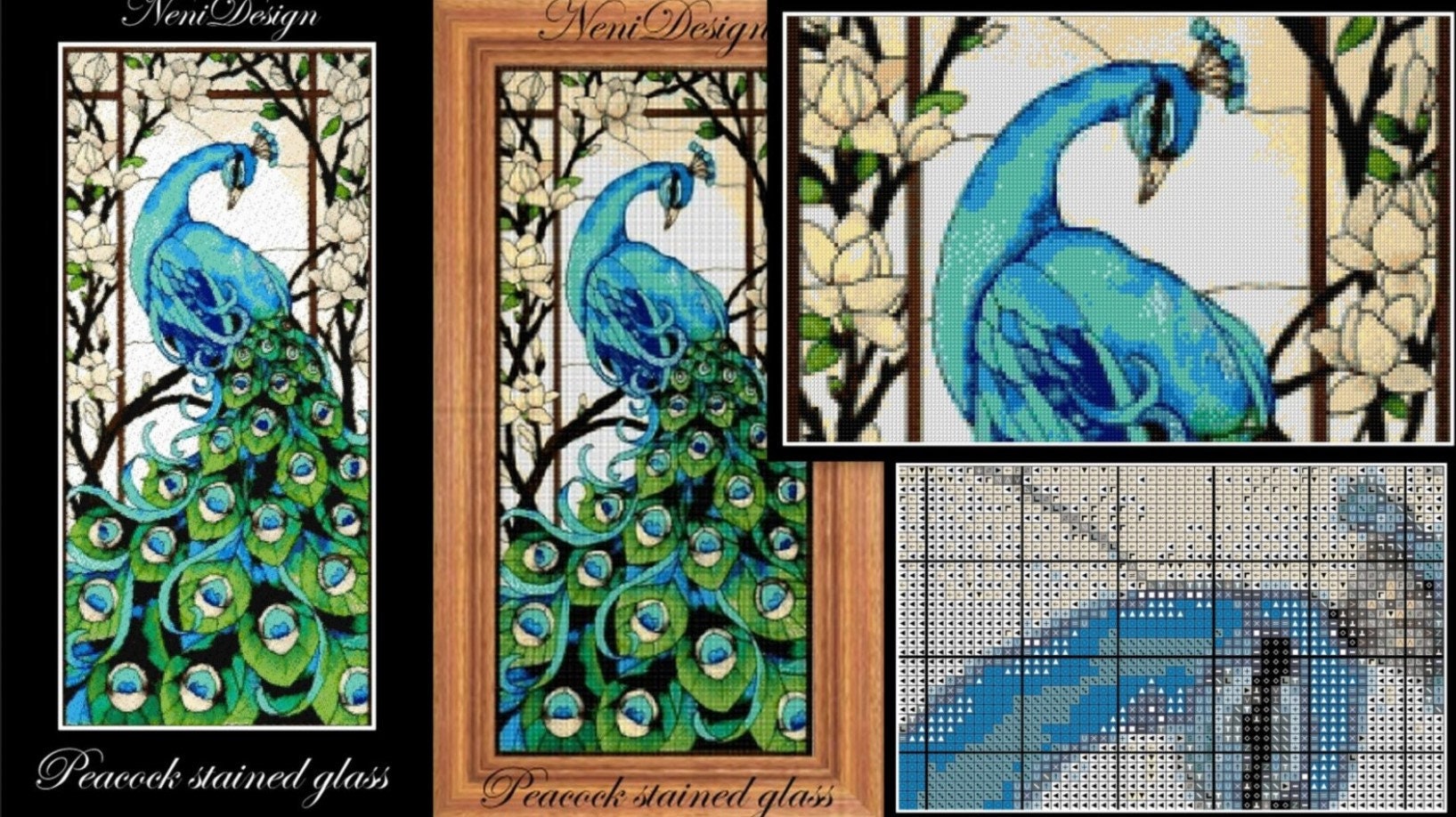 Cross Stitch Pattern Peacock Stained Glass DIY Peacock Pattern Etsy