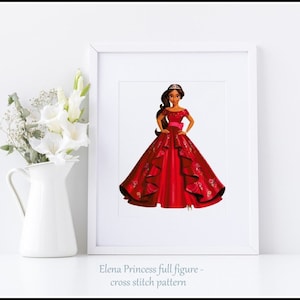 Princess Elena of Avalor full figure Cross stitch pattern Cross stitch Elena princess Nursery decoration Kids room decoration DIY Princess
