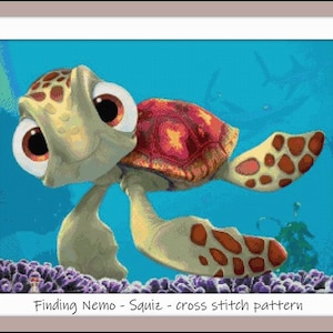Finding Nemo, Squiz, cross stitch pattern, Nemo pattern, Nemo cross stitch Kids room decoration Tale figure cross stitch Nursery decoration