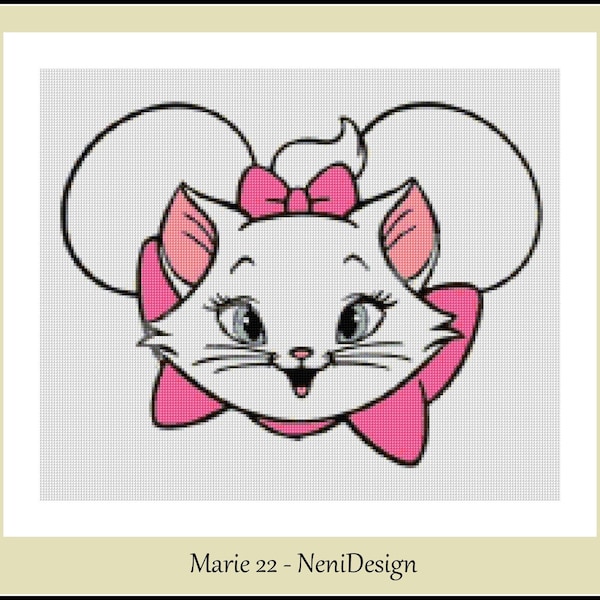 Marie 22 Cross stitch pattern Kids room decoration DIY Marie cat cross stitch DIY cute cat pattern Nursery decoration Tale heroes pattern