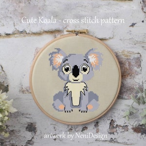 Cute Koala Cross stitch pattern Jungle animal cross stitch pattern Nursery decoration Animal cross stitch Cute animal pattern DIY Koala
