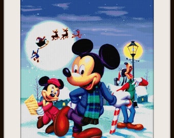 Mickey christmas time Cross stitch pattern Mickey cross stitch Mickey christmas Kids room decoration Christmas cross stitch Holiday Mickey