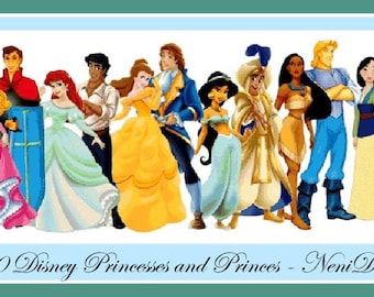 10 Princesses and Princes Cross stitch pattern Kids room decoration DIY princess cross stitch DIY kids cross stitch Tale hero cross stitch