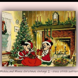 Mickey and Minnie christmas vintage 2 cross stitch pattern Mickey cross stitch Minnie cross stitch Home decor Wall decor Heroes cross stitch
