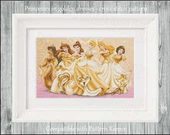 Princesses in Golden Dresses Cross Stitch Pattern (PDF)