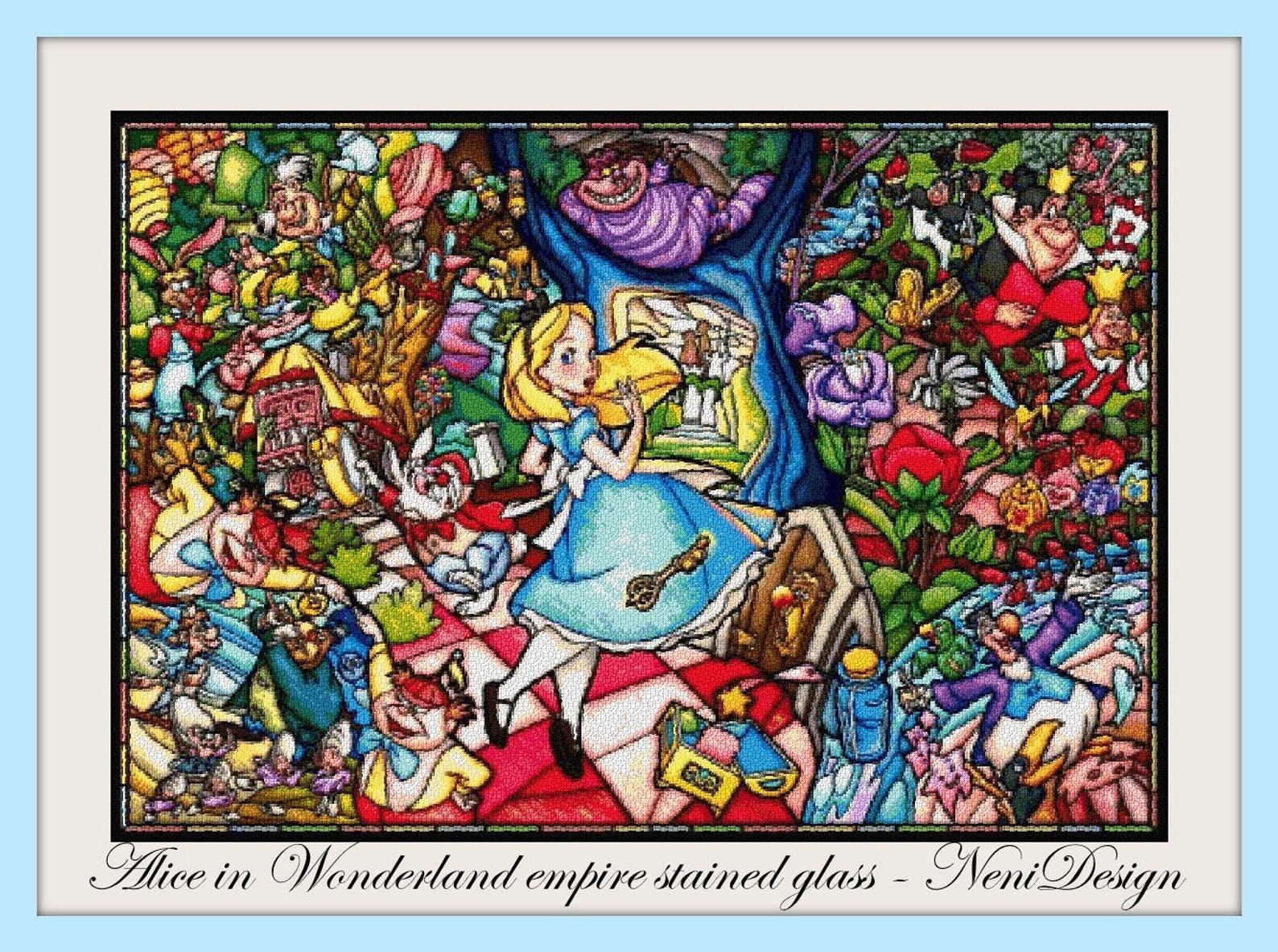 ステンドグラス　Alice in wonderland パネル ステンドグラス Alice in wonderland パネル