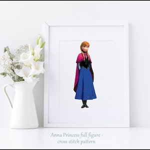 Anna Princess full figure Cross stitch pattern Cross stitch frozen cross stitch Anna Anna frozen beautiful dress Kids room decoration
